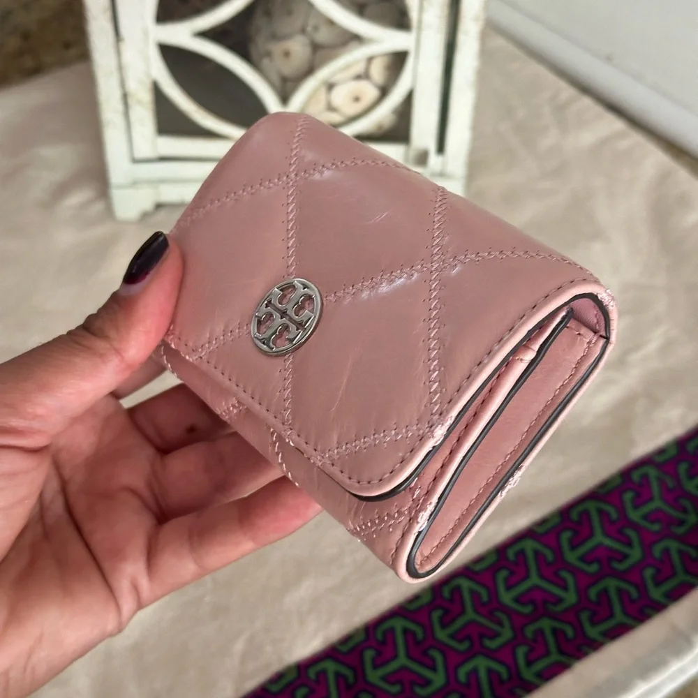 New Tory Burch Willa glazed card case wallet rose pink - Picture 7 of 7